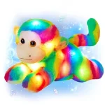 33cm Rainbow Cat Plush Toys with LED Light Luminous Musical Monkey Dog Dolls Stuffed Toy Animals Gifts for Girls Kids